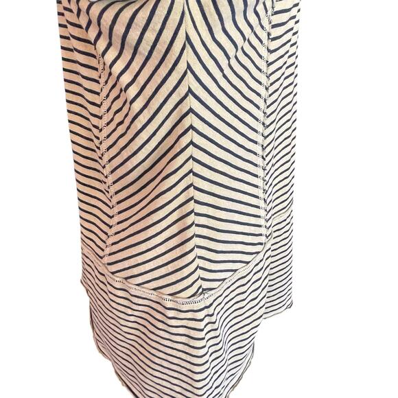 Sundance Cotton Stripe V-Neck Henley Tunic Top LARGE  Raw Edge Coastal Casual - Picture 4 of 8